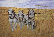 James Lynwood Palmer oil undated harvest Hrses oil painting